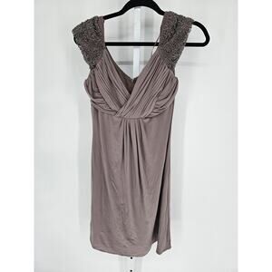 VTG Signature Womens Back Zip Gray Sleeveless Wrap V-neck Knee Length Dress Sz 6